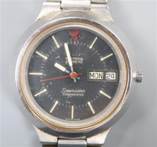 A gentlemans 1970s? stainless steel Omega Seamaster Electronic F300Hz Chronometer wrist watch,